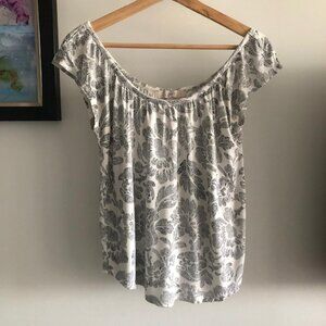 LOFT Women's White & Navy Floral Blouse - Xsmall/Small